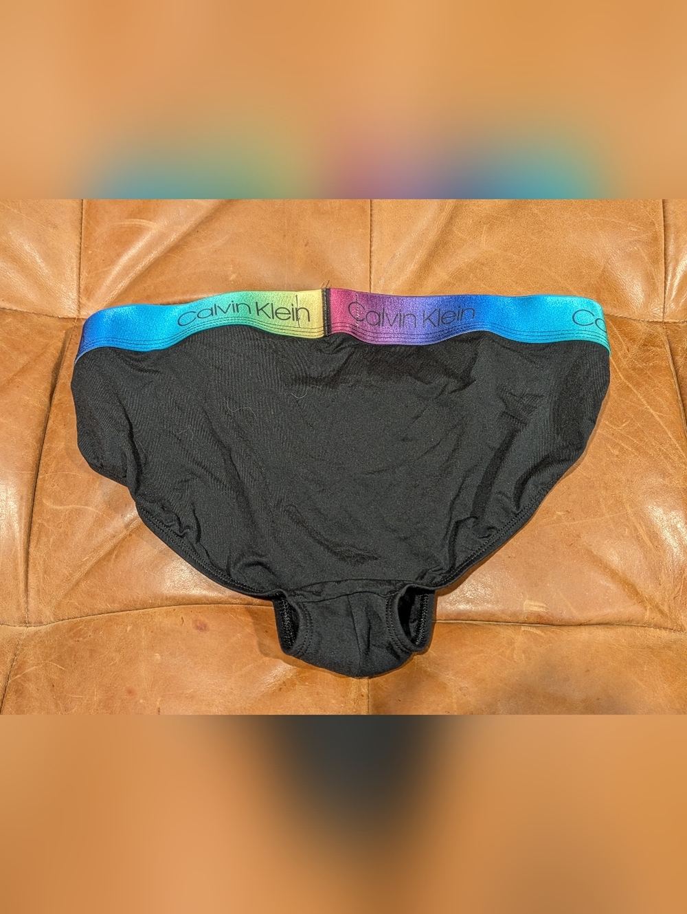 Calvin Klein Black Briefs with Multicolor Rainbow Waistband - Picture 4 of 4